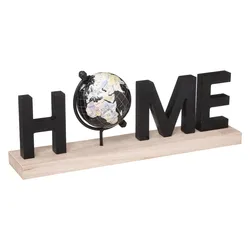 Scritta decorativa 36x14h cm Home in legno nero con globo