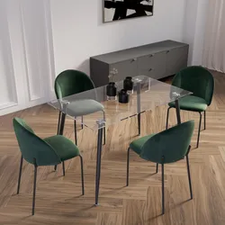 Set 4 sedie in velluto verde scuro con gambe in metallo nero - Vesta