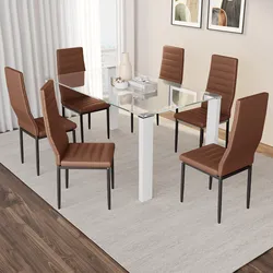Set 6 sedie in similpelle cognac con schienale alto - Fenice