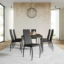 Set 6 sedie in tessuto nero con gambe in metallo nero - Berget
