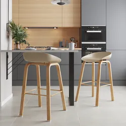 Set 2 sgabelli seduta cappuccino e gambe in metallo effetto legno - Alborg