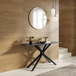 Consolle 140x40 cm con top in ceramica nero opaco con gambe in metallo nero - Vitus