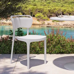 Sedia da giardino impilabile in polipropilene bianco - Clyde