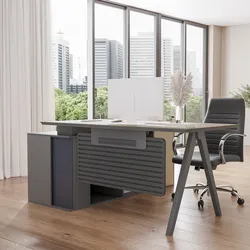 Scrivania angolare reversibile 180x160 cm rovere e antracite con pannello privacy - Klea