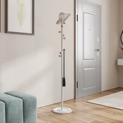 Appendiabiti in metallo bianco con 9 ganci in legno - Teda