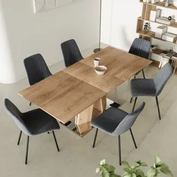 Tavolo allungabile 160-200x90 cm effetto rovere chiaro e base in acciaio - Bledan