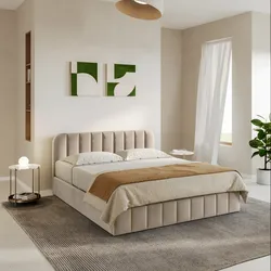 Letto matrimoniale 160x190 cm in velluto bianco perla con contenitore - Farer