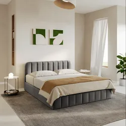 Letto matrimoniale 160x190 cm in velluto grigio con contenitore - Farer