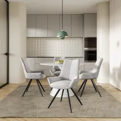 Set 4 sedie bicolore in velluto grigio ghiaccio e tessuto bouclé bianco con gambe nere - Graham