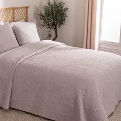 Copriletto 240x260 cm in tessuto trapuntato beige con 2 federe - Zaryel