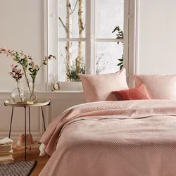 Copriletto 240x260 cm in tessuto trapuntato rosa con 2 federe - Aurelia