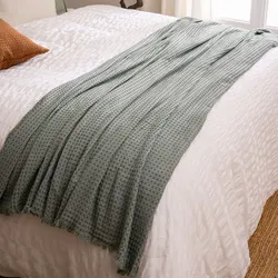 Copriletto 130x160 cm a nido di ape in cotone verde celadon - Winki