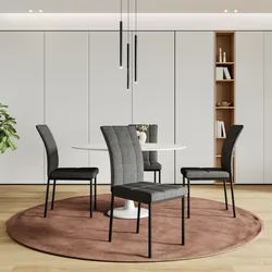 Set 4 sedie in tessuto grigio scuro con gambe nero opaco - Tlitez