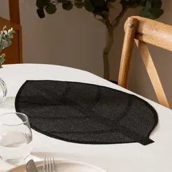 Tovaglietta 50x33 cm a forma di foglia nero