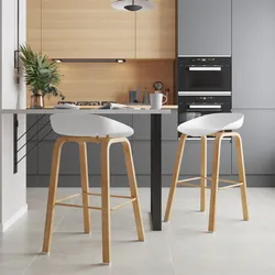 Set 2 sgabelli seduta bianco e gambe in metallo effetto legno - Alborg