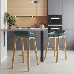 Set 2 sgabelli seduta blu petrolio e gambe in metallo effetto legno - Alborg