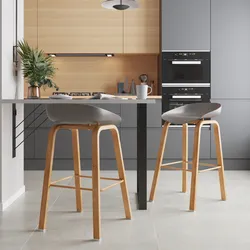 Set 2 sgabelli seduta grigio e gambe in metallo effetto legno - Alborg