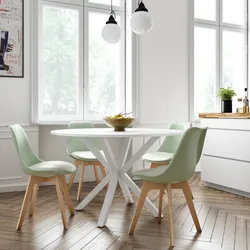 Set 4 sedie in polipropilene verde con cuscino in similpelle e gambe in legno - Alborg Plus