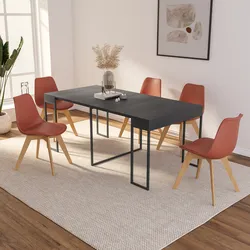 Tavolo consolle allungabile 50-185x90 cm in metallo e legno antracite - Breeze