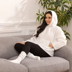 Coperta con cappuccio 70x106h cm in velluto bianco