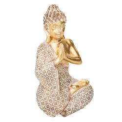 Figura decorativa 20h cm a forma di Buddha oro e bianco