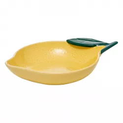 Piatto centrotavola 31x21 cm a forma di limone giallo