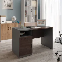 Scrivania 120x60 cm in legno noce e grigio con cassettiera integrata - Lenox