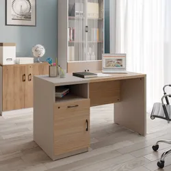 Scrivania 120x60 cm in legno rovere road e tortora con cassettiera integrata - Lenox