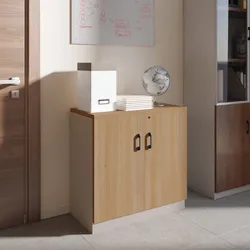 Mobile multiuso 80x80h cm in legno rovere road e tortora con 2 ante e serratura - Lenox