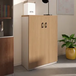 Mobile multiuso 80x120h cm in legno rovere road e tortora con 2 ante e serratura - Lenox