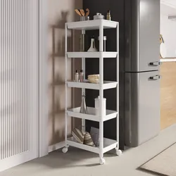 Carrello portaoggetti 44x128h cm bianco con 5 ripiani - Mayi