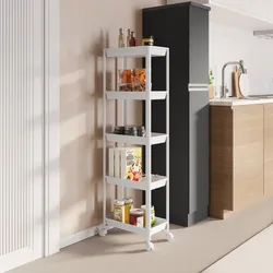 Carrello portaoggetti 40x128h cm bianco con 5 ripiani - Mayi