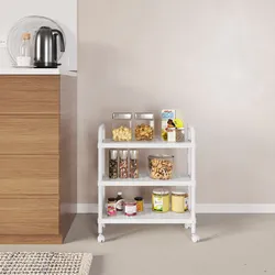 Carrello portaoggetti 51x61h cm bianco con 3 ripiani - Thaso