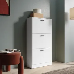 Scarpiera 60x116h cm rovere bianco con 3 ante - Tlifin