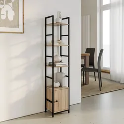 Libreria 29x144h effetto rovere selvatico con 3 ripiani e 1 anta - Shiga