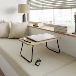 Tavolino pieghevole 53x30 cm effetto rovere moderno e acciaio nero - Tesay