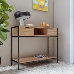 Consolle 100x35 cm effetto rovere selvatico con 2 cassetti e vano a giorno - Lorim