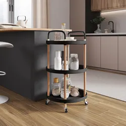 Carrello portaoggetti 48 cm nero con 3 ripiani - Nadras