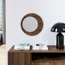 Specchio da parete 55 cm noce con cornice decorata - Kyra