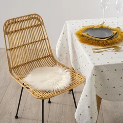 Cuscino per sedia rotondo 30 cm in similpelliccia bianco