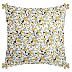 Copricuscino 40x40 cm in cotone multicolore con pompon
