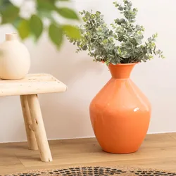 Vaso da interno 37h cm in metallo smaltato rosso