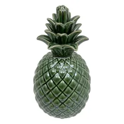Figura decorativa 20h cm a forma di ananas in ceramica verde