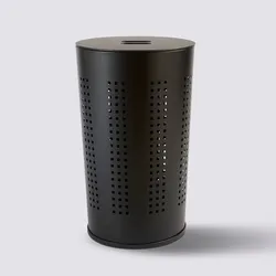 Cesto portabiancheria 45 L in metallo nero con coperchio