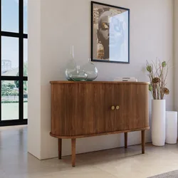 Madia 120x80h cm rovere scuro cannettato con 2 ante scorrevoli - Mebras