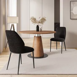 Set 2 sedie in micro bouclé bicolore nero e grigio con gambe in metallo nero - Dudal