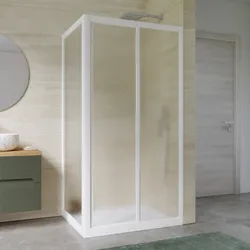 Box doccia 80X100 cm angolare scorrevole in pvc stampato bianco 190h - Acril