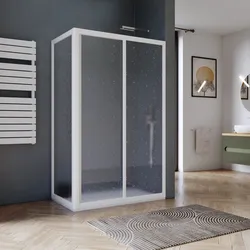 Box doccia 70X120 cm angolare scorrevole in pvc stampato bianco 190h - Acril
