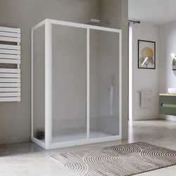 Box doccia 75X140 cm angolare scorrevole in pvc stampato bianco 190h - Acril
