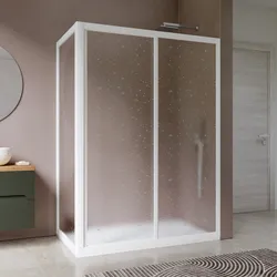 Box doccia 80X150 cm angolare scorrevole in pvc stampato bianco 190h - Acril